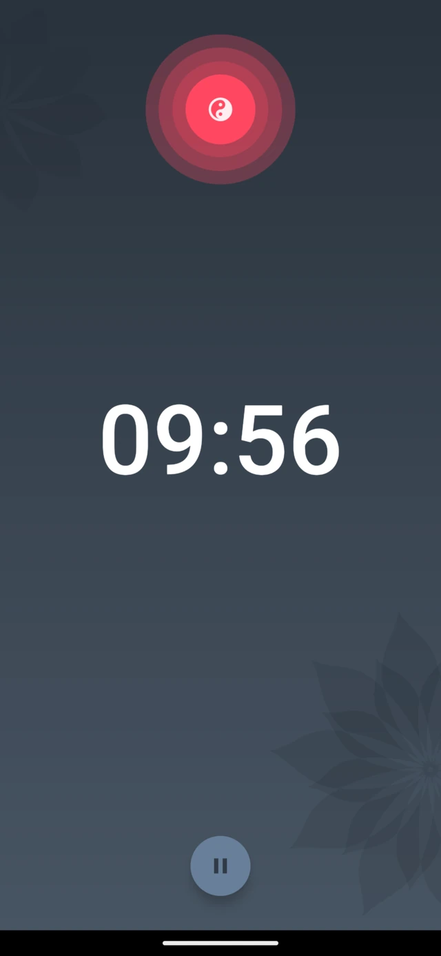 Timer de meditação do Medativo em uma sessão de dez minutos