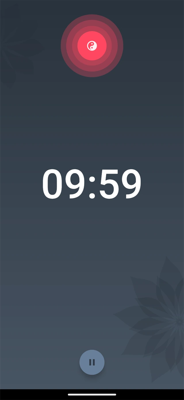 Medativo meditation timer running a ten-minute session